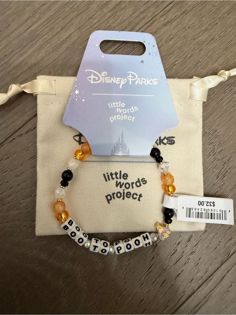 Disney Yellow, Black & White 'BOO TO POOH' Beaded Kids Bracelet